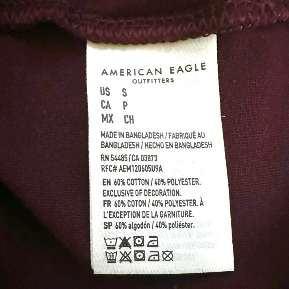 American Eagle Super Soft Icon T-Shirt men’s size small in deep burgundy - Picture 7 of 9